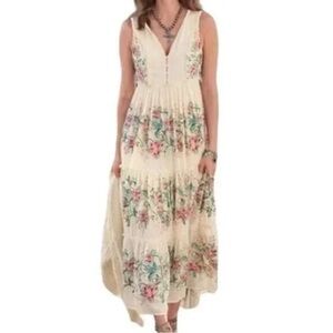 Sundance Floral Embroidered Cream Dress size LP